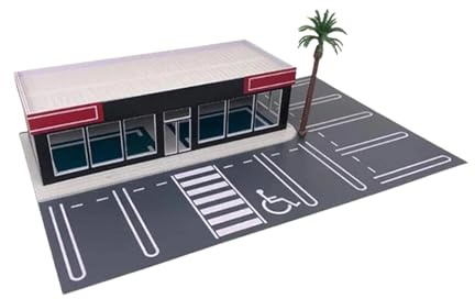 Guohetuk Garage Scène Modèle Miniature Parking 1 64 Diorama Présentoir Voiture PP Accessoire Réaliste pour Collectionneurs Aménagement Urbain Passionnés, Parking Lot W Tree