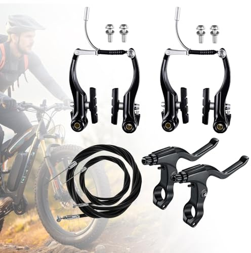 SUNOYA Komplettes Fahrrad Bremsen Set, V-Brake Universal Fahrradbremsen Set, Vordere und Hintere MTB Bremse, Fahrrad V Bremse Set, Fahrradbremshebel Kit für Mountainbikes und Rennräder, Schwarz