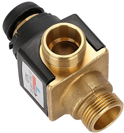 Spacnana Mitigeur Thermostatique, Construction en Laiton, Vanne de Contrôle Haute Température pour Chauffe-eau Solaire avec Dispositif Anti-brûlure pour Chauffage de la Maison et du Sol