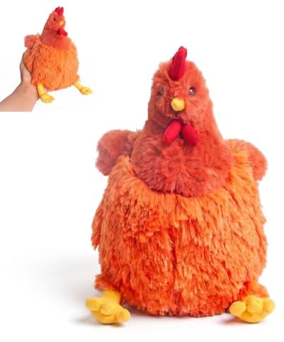 LINYIJOY Huhn Kuscheltier 22cm Plüschtier Weiches Stoff Huhn Realistische Geflügel Figur Kawaii Niedliches Plüschtier für Dekoration Geschenk Sammeln und Kuscheln Weiches Stofftier