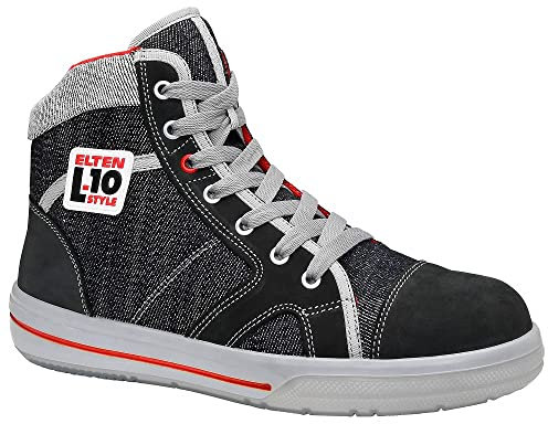 ELTEN Sicherheitsschuhe SENSATION Mid ESD S2, Herren, Leder/Textil, Stahlkappe, leicht, sportlich, Schwarz, Größe: 46