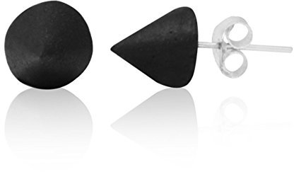 CHICNET Kokosnuss Holz Silberohrringe Ohrstecker 925er Silber Unisex Ohrschmuck schwarz Kegel 8 mm