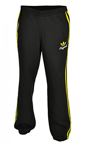 adidas Herren lange Trainingshose Sport Fleece, Black/Vivid Yellow S13, S, F48096