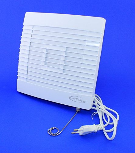 Badventilator mit Jalousie / Lamellen Zugschalter Badlüfter Lüfter Ventilator Deckenlüfter weiß Front Ø 150 mm 15 cm prestigePS Wandlüfter Ventilator Einbaulüfter Bad Küche