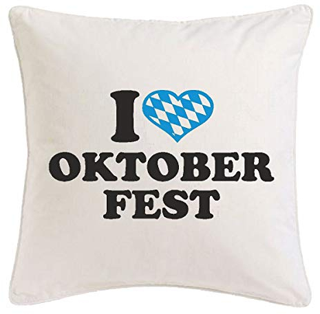 Reifen-Markt Kissenbezug 40x40cm I Love Oktoberfest - Wiesn - MÜNCHEN - Volksfest - CANNSTATTER WASEN aus Mikrofaser in Weiß