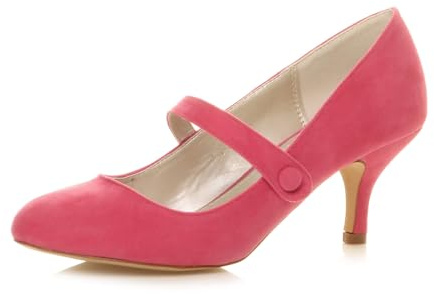 AJVANI Low mid Heel Mary Jane Strap Work Party Court Shoes Size 4 37