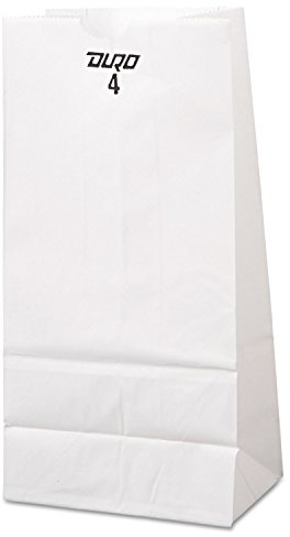 General Grocery Paper Bags, 30 lb Capacity, #4, 5 x 3.33 x 9.75, White, 500 Bags