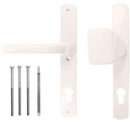 Türgriff/Türdrücker/Türklinke/Drückergarnitur DHS 92mm (Schildbreite 32mm) - Creme RAL 9001 - mit Knauf