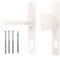 Türgriff/Türdrücker/Türklinke/Drückergarnitur DHS 92mm (Schildbreite 32mm) - Creme RAL 9001 - mit Knauf