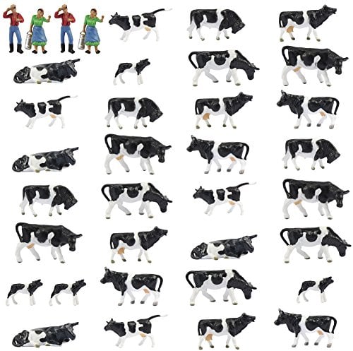 36Stk. Verschiede Kühe Rinder Figuren Bunt Tierfiguren Spur H0 1:87 Bauernhof Dekor Modellbau zubehör
