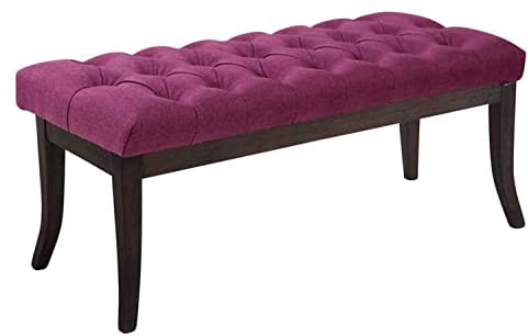 CLP Sitzbank Ramses mit hochwertiger Polsterung und Stoffbezug I Bank mit antik-dunklen Holzbeinen I Holzbank mit Einer Sitzhöhe von: 46 cm, Farbe:lila, Größe:100 cm