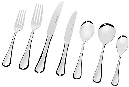 Stanley Rogers Besteckset 56tlg. CHELSEA, hochwertiges Menübesteck für 8 Personen, 16 edle Messer & Gabeln, 8 Suppen-, Dessert- & Teelöffel, Premium-Geschenkbox (Farbe: Silber), Menge: 1 x 56er Set