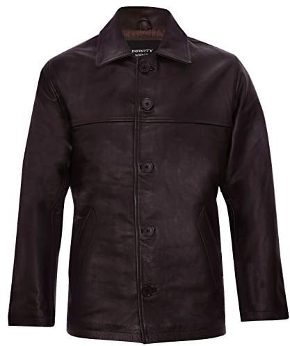 Men's Black 100% Leather Biker Jacket Vintage Retro Casual Zipped Quilted Racing