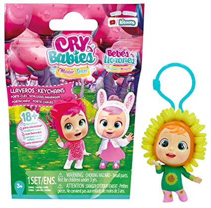 CRY BABIES MAGIC TEARS Porte-clés, 1 Porte Clef Surprise avec Figurine Cry Babies (7cm) et Mousqueton Amovible, Accessoire pour Filles et Garçons de +3 Ans
