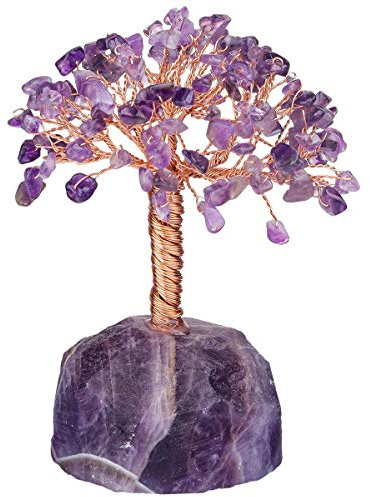 mookaitedecor Améthyste Arbre de Vie Decoration,Polie Pierres et Cristaux Socle en Minéraux Naturelle Pierre Semi Précieuse Guérison Déco