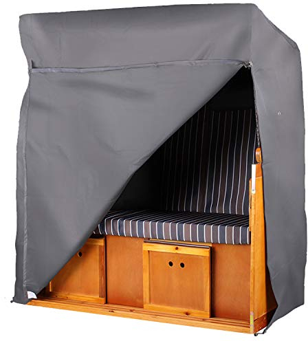 MR. DEKO® Schutzhülle Strandkorb Abdeckhaube Aero Protect dunkelgrau | Size XL Größe 145 x 98 x 170 cm (BxTxH) | Strandkorbabdeckung 2,5-Sitzer Strandkörbe atmungsaktiv & winterfest | Segeltuch Plane