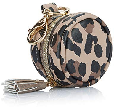 Itzy Ritzy Pacifier Case with Clip – Pacifier Charm Pod Includes Clasp to Easily Attach to a Diaper Bag or Purse; Measures 2.5” in Diameter and Holds 2 Pacifiers, Leopard