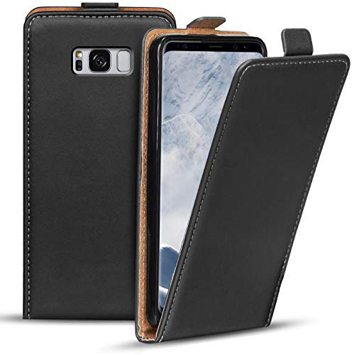 Verco Flip Cover für Samsung Galaxy S8 Plus Case, Flipstyle Schutzhülle für Samsung S8+ Hülle Kunstleder Tasche vertikal klappbare Handyhülle, Schwarz