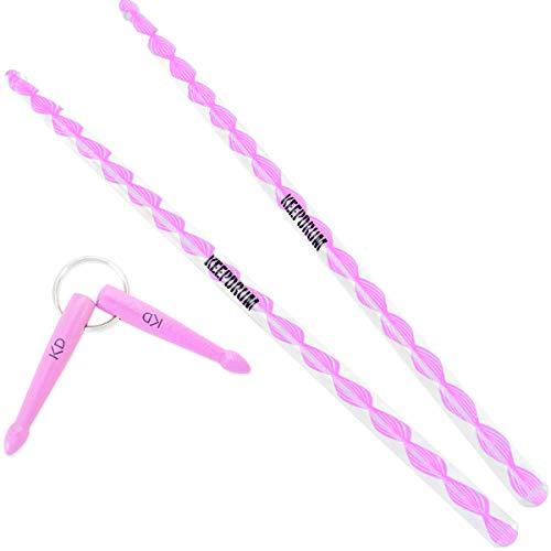 keepdrum DA-P Acryl Drumsticks 5B transparent Pink + keepdrum Schlüsselanhänger Mini Sticks Pink