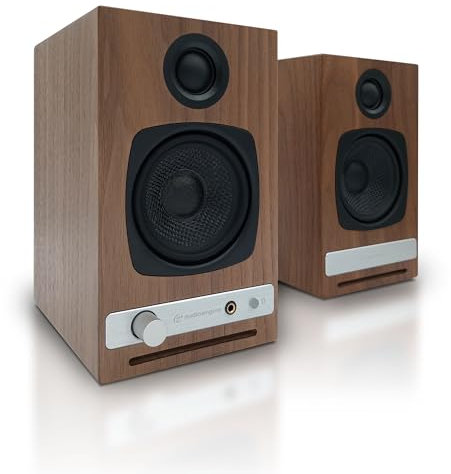 Audioengine HD3 60W Enceintes de Bureau alimentées sans Fil | DAC 24 Bits USB et amplificateur analogique intégrés | aptX HD Bluetooth, entrées USB, RCA et 3, 5 mm | Cbles Inclus (Noyer)