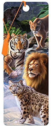 3D LiveLife Lesezeichen - Große Katzen Expedition von Deluxebase. Ein Große Katzen-Lesezeichen mit linsenförmigen 3D-Kunstwerken, das vom renommierten Künstler Jerry LoFaro lizenziert wurde