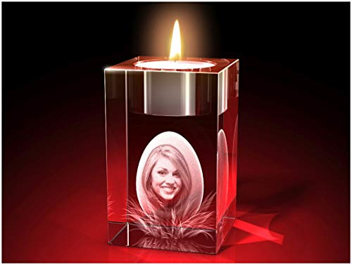 GLASFOTO.COM personalisiertes Glasfoto auf Osterei im Teelichthalter mit Ihrem eigenen Bild – Kristallglas mit Innengravur als anpassbares Geschenk 50 x 80 x 50 mm