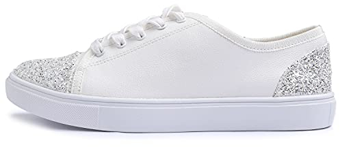 Feversole Women's Featured Glitter Lace-Up Sneaker,Damen Sneaker Atmungsaktiv Turnschuhe Leicht Laufschuhe Sportschuhe Freizeitschuhe