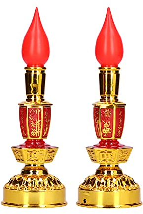 Kerzenlampe, LED-buddhistische Lampe, Buddha-Licht Retro-Kerzenlampe Buddhismus-Dekorversorgung(Doppelte helle elektrische Kerze)