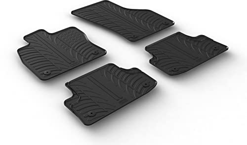 AROBA GL0250 Design Gummi Fußmatten kompatibel mit Audi A3 und A3 Sportback, S3, RS3 (8V) ab BJ. 06.2012> erhöhter Rand 4 TLG Farbe Schwarz Gummimatten Automatten passgenau