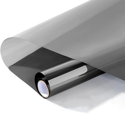 Cinbee Film Miroir Fenetre sans Tain Anti Regard Intérieur ou Extérieur Film Anti-Chaleur de Protection Solaire Anti UV pour la Maison Bureau (60 x 400, Noir/Argent)