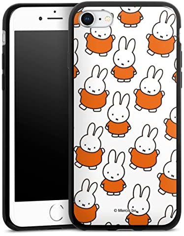 Slim Case extra dünn kompatibel mit Apple iPhone SE (2022) Silikon Handyhülle schwarz Hülle Muster Miffy Hase