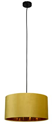 Smartwares Pendelleuchte IDE-60057, Ockergelber Samt, 40 cm Ø, E27-Fassung