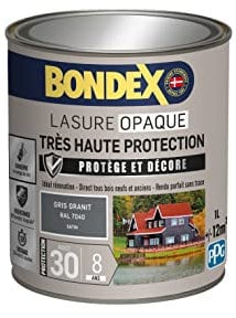 BONDEX - Lasure Opaque Très Haute Protection - Protège et Décore - Direct tous bois - Rendu parfait sans trace - 1 L - Gris RAL 7040