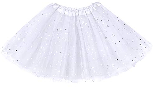 Auranso Tüllrock Kinder Mädchen Röcke Tutu Prinzessin Ballettrock Minirock Tanzkleid Partykleid 2-7 Jahre Weiß