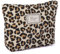 HAIYINGTF Leopard Trousse de toilette en toile imperméable avec fermeture éclair pour femme et fille Marron léopard