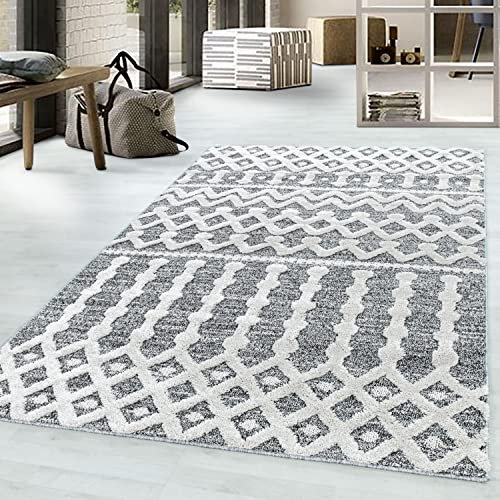 Morhane Pisa Wavy Teppich hochflor rechteckig 140x200cm grau