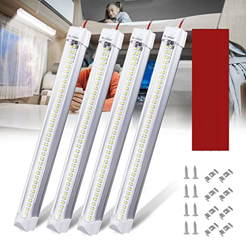 Bonlux 12V Lampe Wohnmobil, 72LED Auto Lichtleisten mit Schalter für Van Bus Caravan Boat Küche Bad Bar LKW, 6000K, 4 Stück