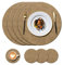 KERYCHIN Set di 4 tovagliette rotonde in pelle (34 cm) e 4 sottobicchieri (10 cm), resistenti al calore 100 °C, antiscivolo e impermeabili, interni ed esterni, tavolo da pranzo in vetro (beige)