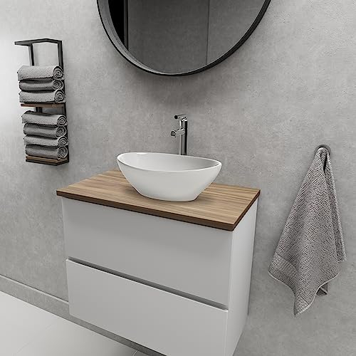 NEG Design Aufsatz Waschbecken Uno37A schöne hohe Waschschale in reinweiß, Nanoversiegelung, ohne Überlauf