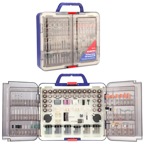 WORKPRO 476PCS Rotary Tool Accessories Kit, Rotary Tool Bits for Easy Cutting, Sanding, Grinding, Carving, Polishing, Drilling and Engraving