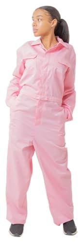 Insouciante Women's Work Overalls with Unique Waist Zip Feature, Gardening and Painting Ladies Overalls (10, Light Pink)