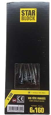 Vis bois/agglo Starblock Torx 6x160 100pcs