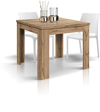 PAZZO DESIGN Tavolo Allungabile Brigitte, Rovere Rustico, Nobilitato Melaminico, Tavolo Cucina, Tavolo Sala Da Pranzo, Tavolo Soggiorno, Made in Italy, 90x90 cm - id_1900