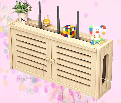 WLAN Box Verstecken,Router Schrank Weiss Kleines Regal für WLAN Router Kabel Aufbewahrungsbox Groß Schwimmendes Regal,C-48x24cm
