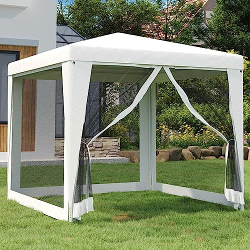 Festzelt, 4 Seitenwände, Netzstoff, 2,5 x 2,5 m, Weiß, Gartenmöbel, Außenbereich, für Garten, Innenbereich, Möbel im einfachen Stil, Zuhause, Geschäft