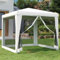Festzelt, 4 Seitenwände, Netzstoff, 2,5 x 2,5 m, Weiß, Gartenmöbel, Außenbereich, für Garten, Innenbereich, Möbel im einfachen Stil, Zuhause, Geschäft