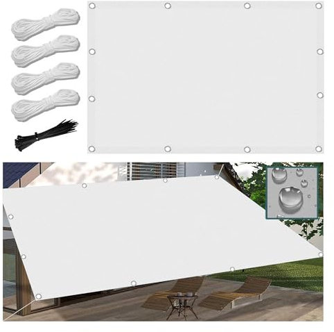 Vela Ombreggiante Impermeabile 3.5x4.5M Tenda da Sole per Esterno Vele Ombreggianti Rettangolare Telo Parasole con Fune e Occhiellato Protezione UV Tenda a Vela per Giardino Balcone Terrazza