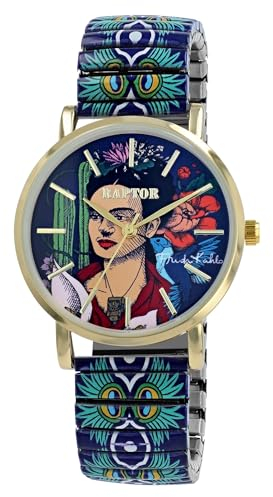 Raptor Damenarmbanduhr Frida Kahlo Edition mit Zugband (Blau Grün)