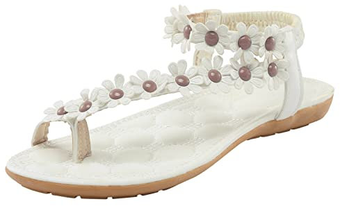 Dasongff Sandales Confortable Femme Été Fleurs Bohème Sandale Plates d'Été Léger Pas Cher Décontracté pour Soirée Mariage Chaussure Sandale Femme Talon à Bout Ouvert Nu-Pieds Femme Confort