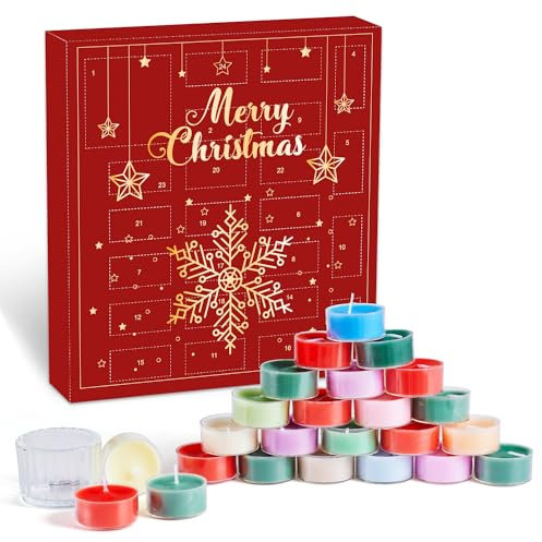 Adventskalender 2024 Frauen, Adventskalender Kerzen Duftkerzen Weihnachtskalender mit 24 Teelicht-Duftkerzen, Weihnachtskalender Geschenk für Mama, Tochter, Schwester